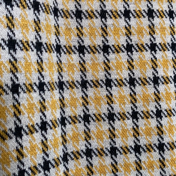 UO Cara Pants Women XS Yellow Black Plaid Kick Flare Knit Crop Stretchy Comfy - Picture 7 of 16